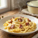 Carbonara eredetiben és tejszínesen, összement szósz nélkül – tálalva, házias elkészítésben