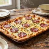 Házi pizzatészta, amitől ropogós lesz a tepsis pizza – tálalva, házias elkészítésben