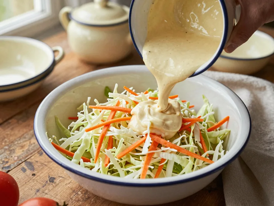 Káposztasaláta coleslaw módra, roppanós marad másnap is elkészítése, 6. lépés