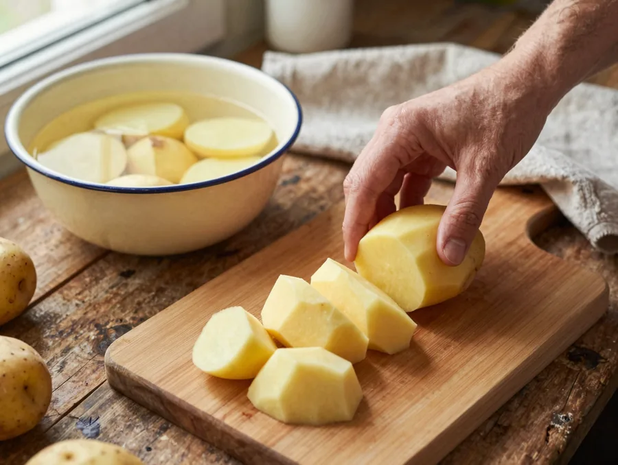 Krémes burgonyapüré csomómentesen, vajas-tejes titokkal elkészítése, 1. lépés