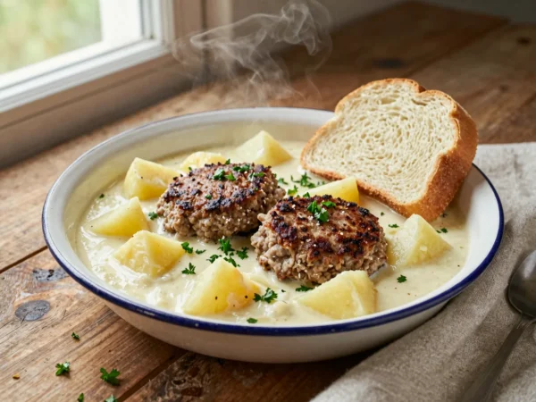 Krumplifőzelék fasírttal, ahogy a menzán szerettük