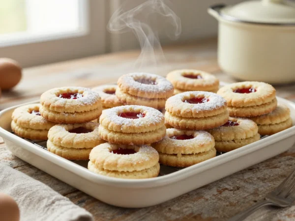 Linzer karika, omlós tészta lekvárral megtöltve