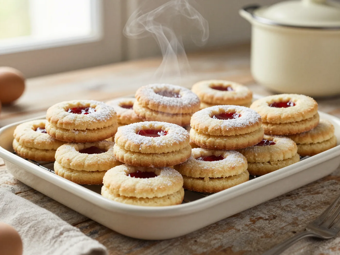 Linzer karika, omlós tészta lekvárral megtöltve