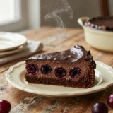 Lúdláb torta meggyel, csokival és tejszínhabbal – tálalva, házias elkészítésben