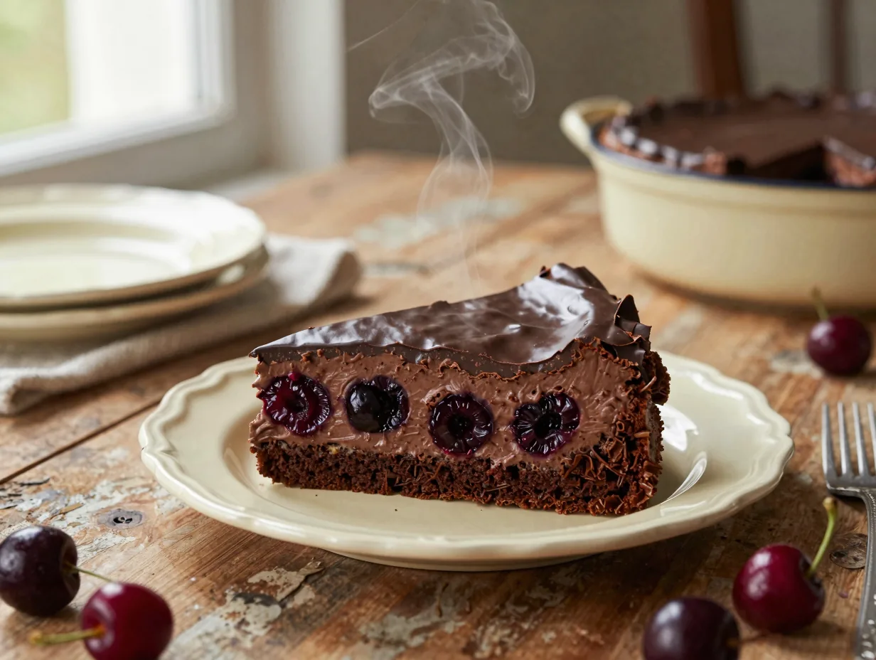 Lúdláb torta meggyel, csokival és tejszínhabbal