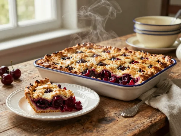 Meggyes pite egyszerűen, ropogós porlós tésztából