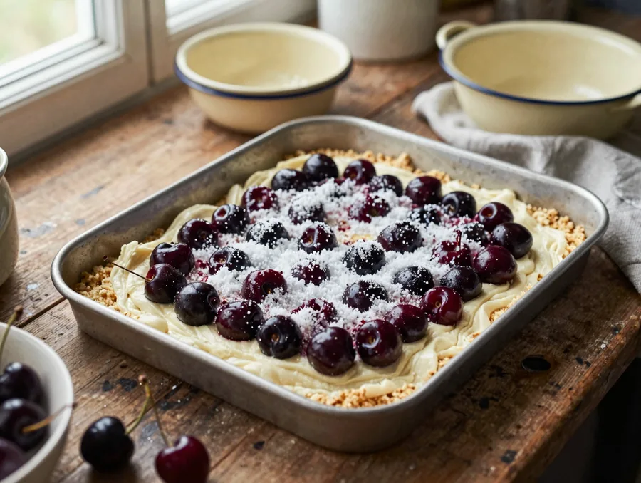 Meggyes pite egyszerűen, ropogós porlós tésztából elkészítése, 8. lépés