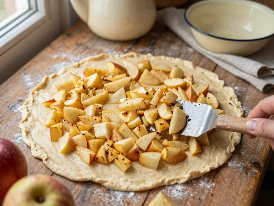Omlós almás pite porlós tésztából, sok almával elkészítése, 7. lépés