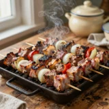 Rablóhús és saslik nyárson, grillen vagy sütőben – tálalva, házias elkészítésben