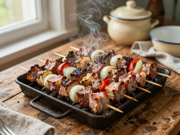 Rablóhús és saslik nyárson, grillen vagy sütőben