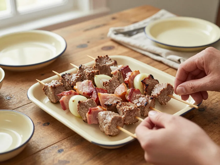 Rablóhús és saslik nyárson, grillen vagy sütőben elkészítése, 7. lépés