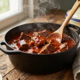Sertéspörkölt, amitől sűrű és selymes lesz a szaft – tálalva, házias elkészítésben